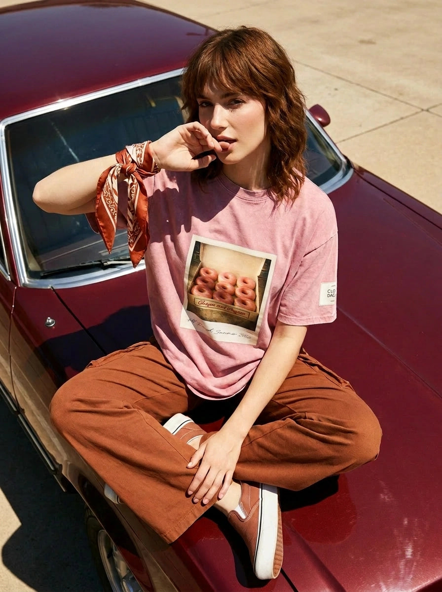 Pink Donuts Vintage Washed Tee