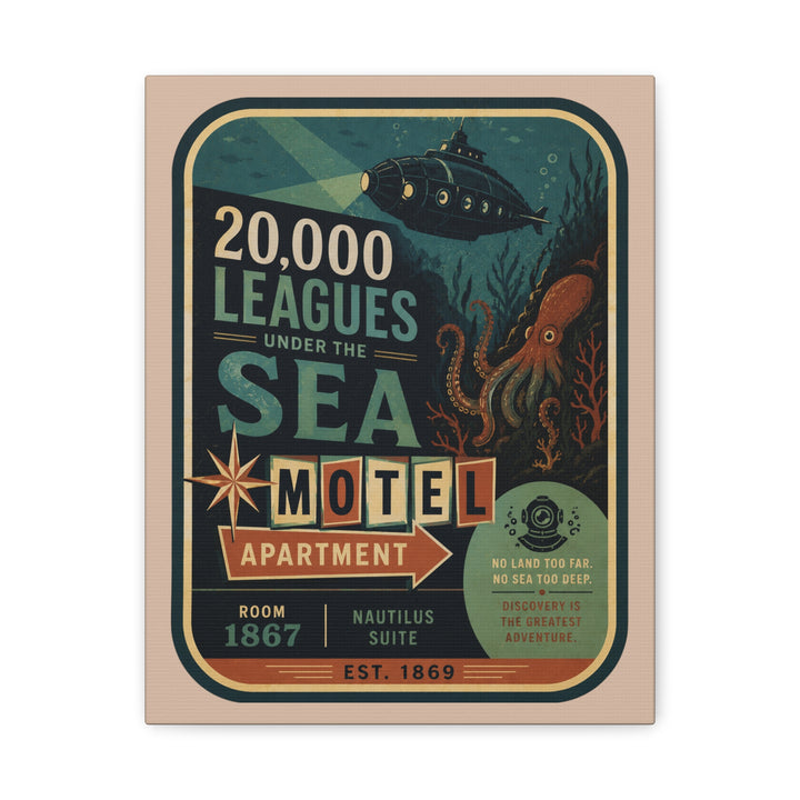 20,000 Leagues Under the Sea Canvas Art – Nautical Motel Vintage Poster
