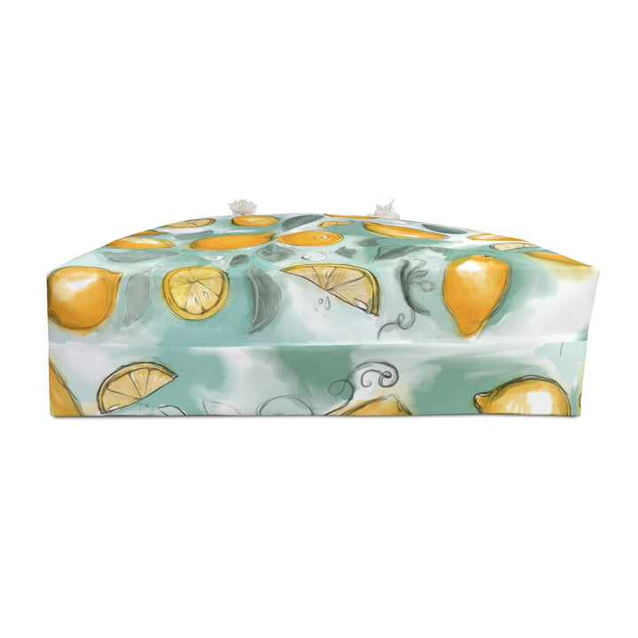 Lemon Watercolor Weekender Bag — Citrus Print Travel Tote