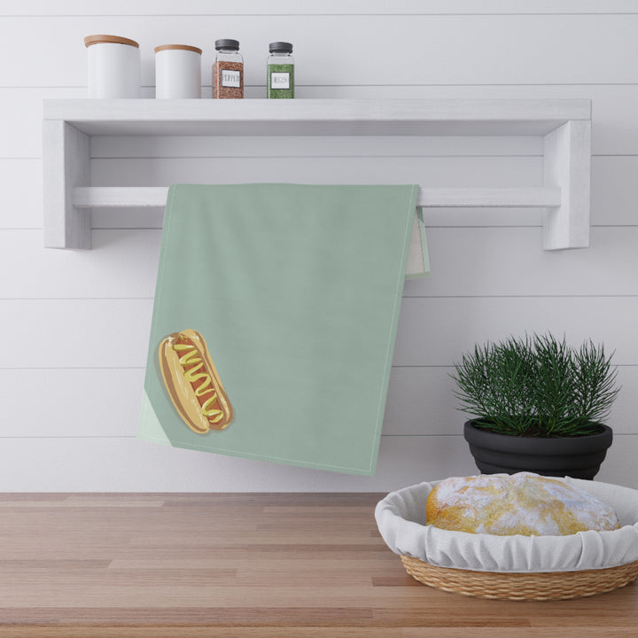 Hot Dog Kitchen Tea Towel — Retro Diner Cotton Dish Towel