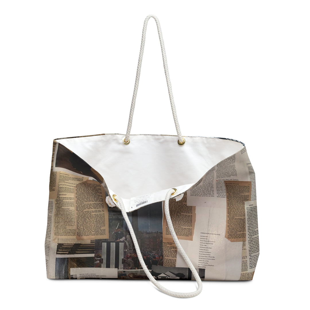 Vintage Book Page Collage Weekender Bag