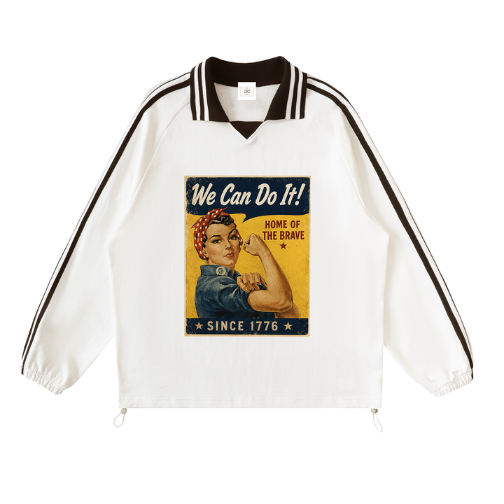 Vintage AmericanaLapel Collar Sweatshirt