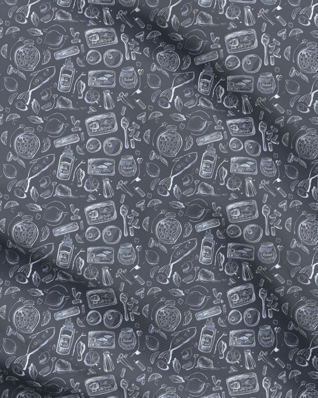 Tinned Fish - Navy Fabric by the Yard