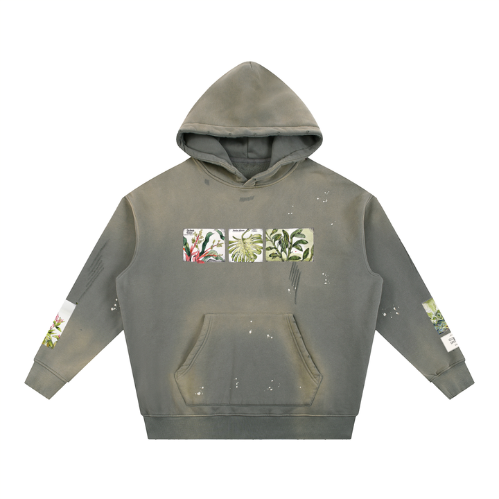 Tropical Botanical Field Illustrations Vintage Washed Hoodie