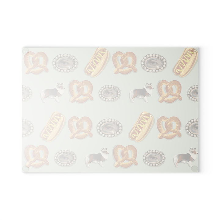 Eye Love Dogs and Hot Dogs Glass Cutting Board