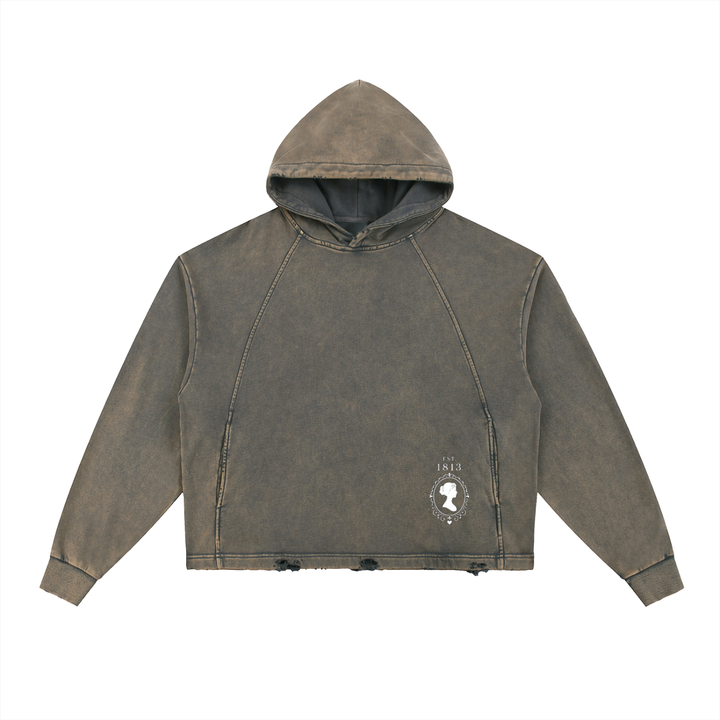 Vintage Washed Frayed-Hem Hoodie