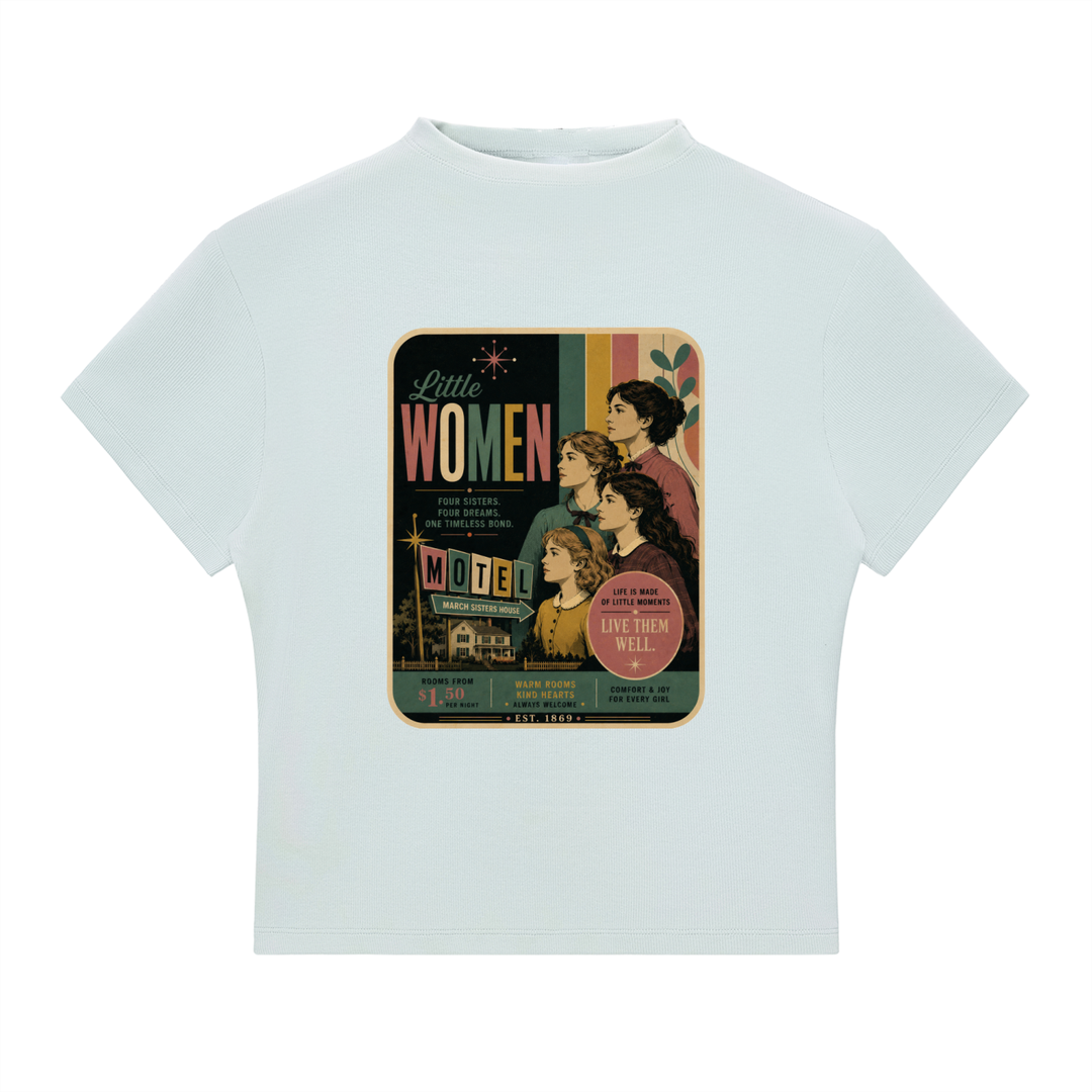 Little Women Motel Slim Fit Mock Neck T-Shirt