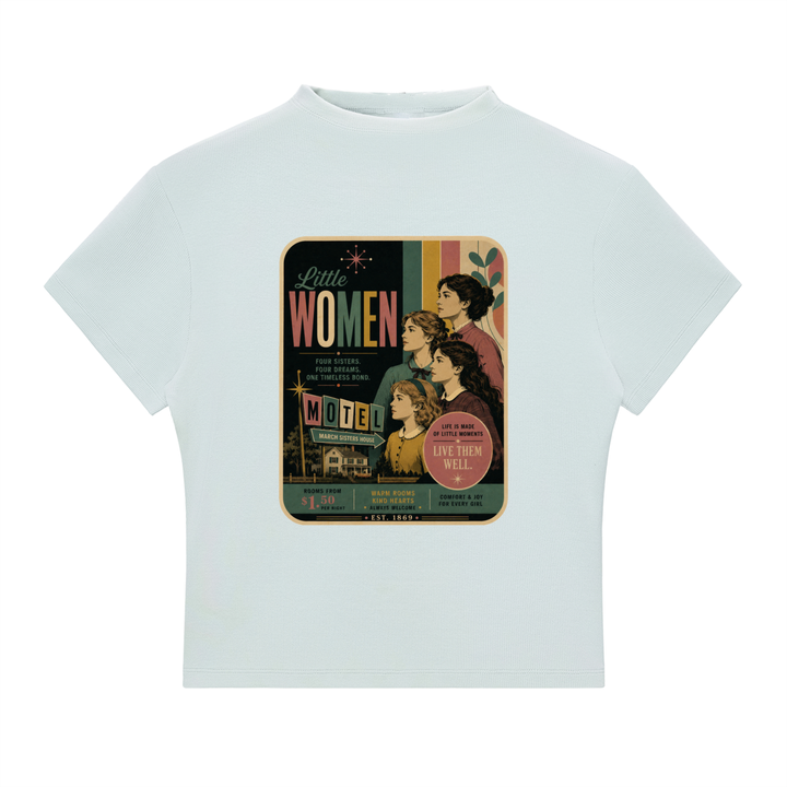 Little Women Motel Slim Fit Mock Neck T-Shirt