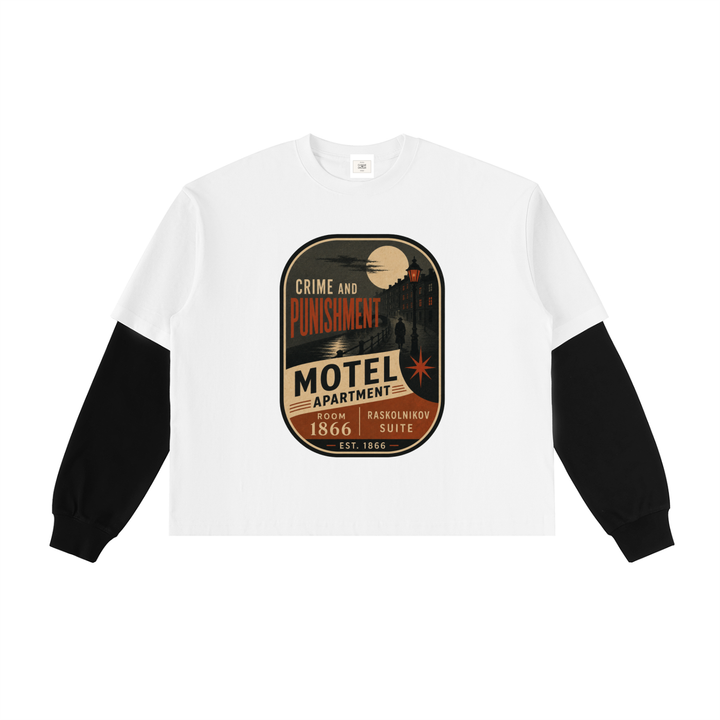 Layered Contrast Sleeve Cotton T-Shirt