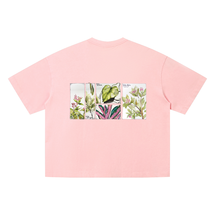 Tropical Botanical Illustrations Vintage Wash Boxy T-Shirt