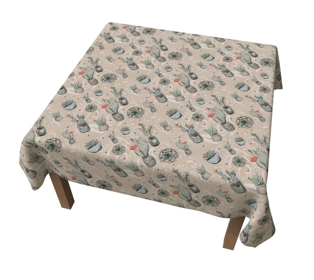 Neutral Succulents Table Cloth