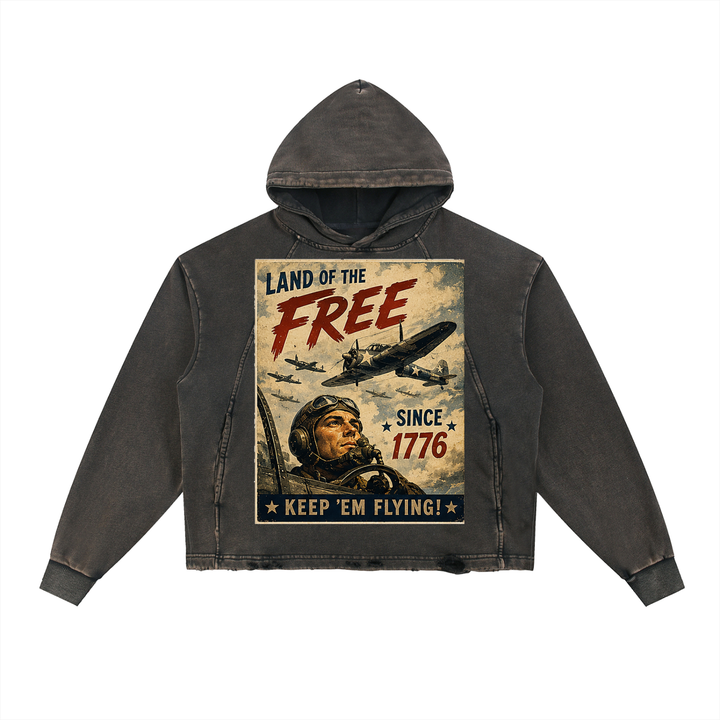 Vintage Washed Frayed-Hem Hoodie