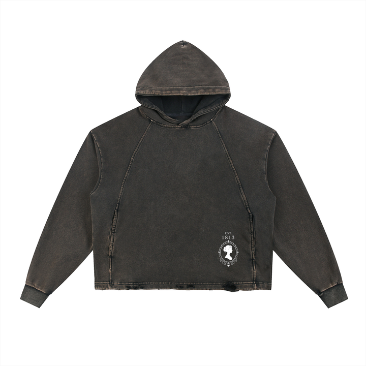 Vintage Washed Frayed-Hem Hoodie