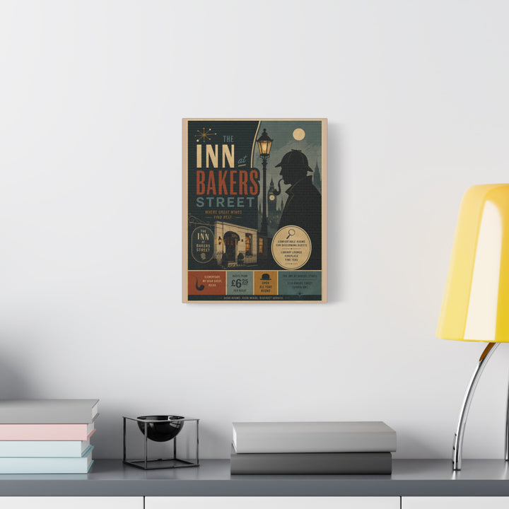 Baker Street Inn Matte Stretched Canvas Art — Sherlock Holmes Vintage Travel Poster