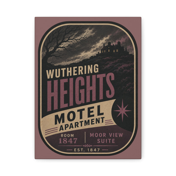 Wuthering Heights Motel Canvas Print — Gothic Vintage Travel Sign Wall Art