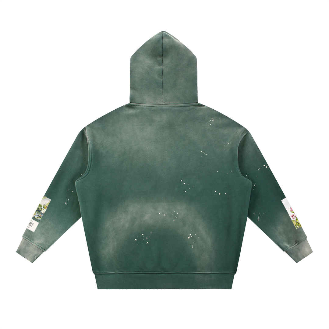 Tropical Botanical Field Illustrations Vintage Washed Hoodie