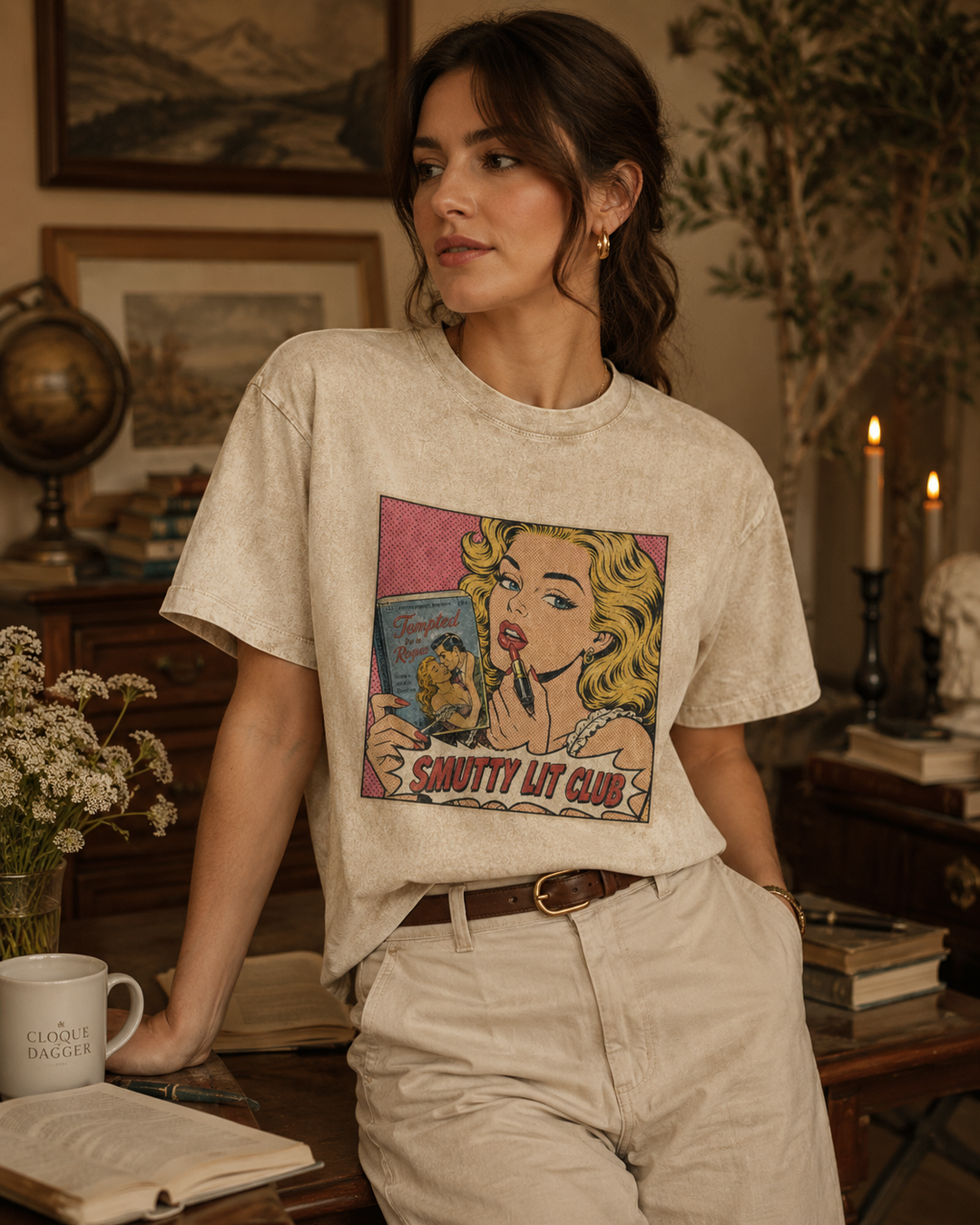 Smutty Lit Club Vintage-Wash Tee