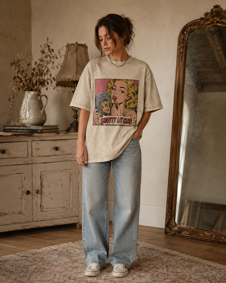Smutty Lit Club Vintage-Wash Tee