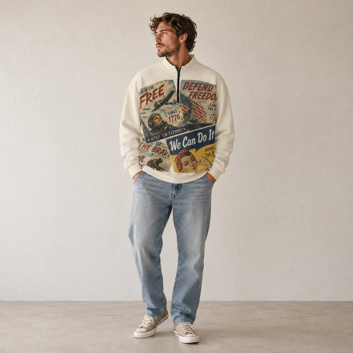 Americana Half Zip Sweater