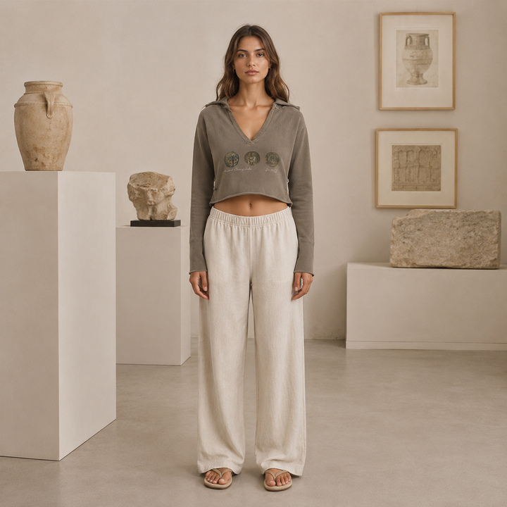 Ancient Coins Museum Study Cropped Hoodie