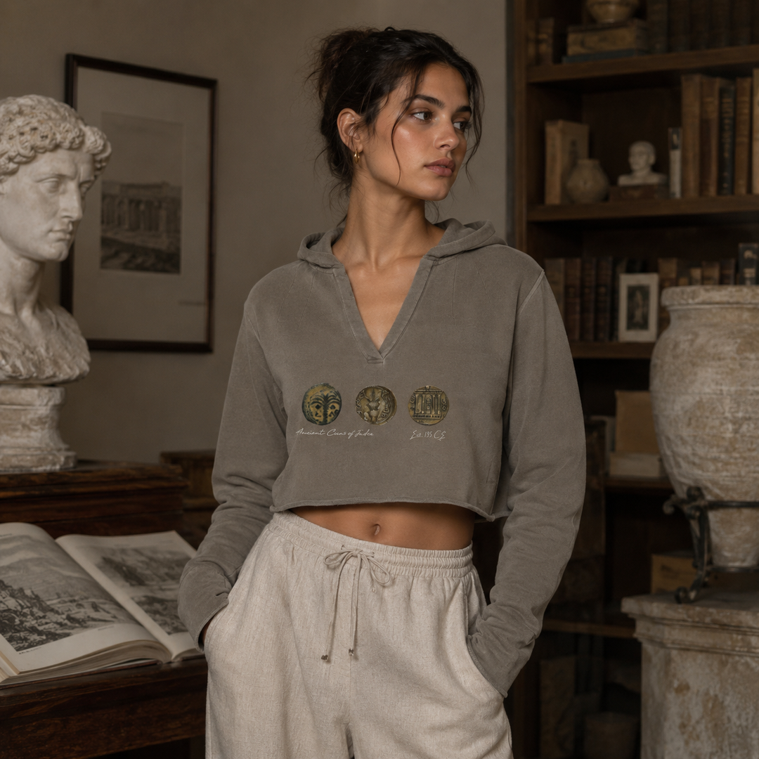Ancient Coins Museum Study Cropped Hoodie