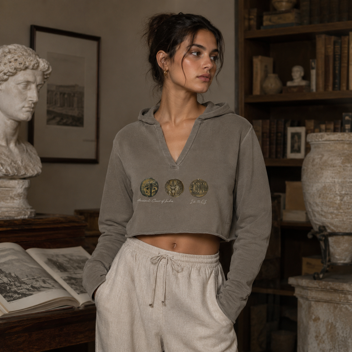 Ancient Coins Museum Study Cropped Hoodie