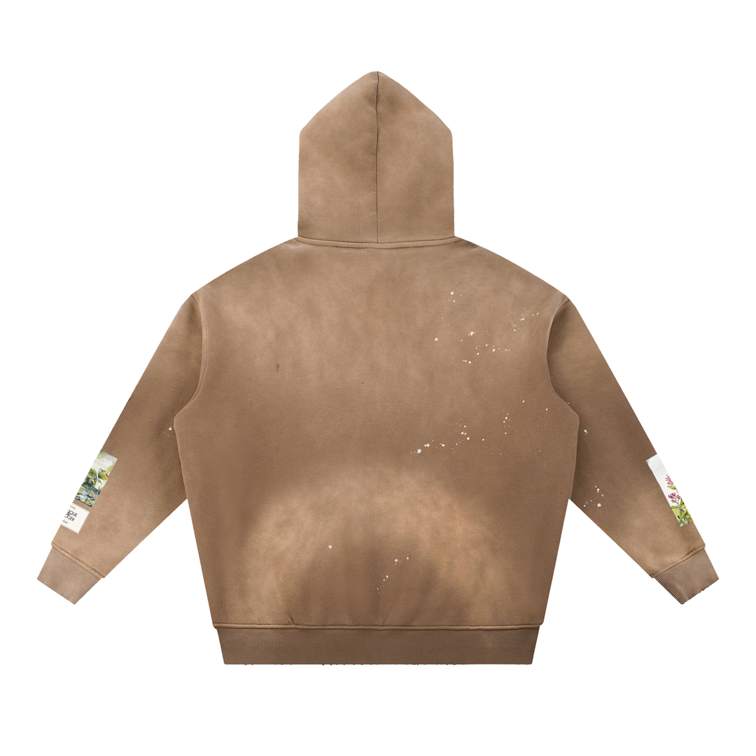 Tropical Botanical Field Illustrations Vintage Washed Hoodie