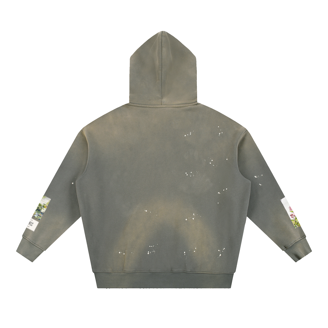 Tropical Botanical Field Illustrations Vintage Washed Hoodie