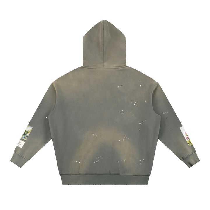 Tropical Botanical Field Illustrations Vintage Washed Hoodie