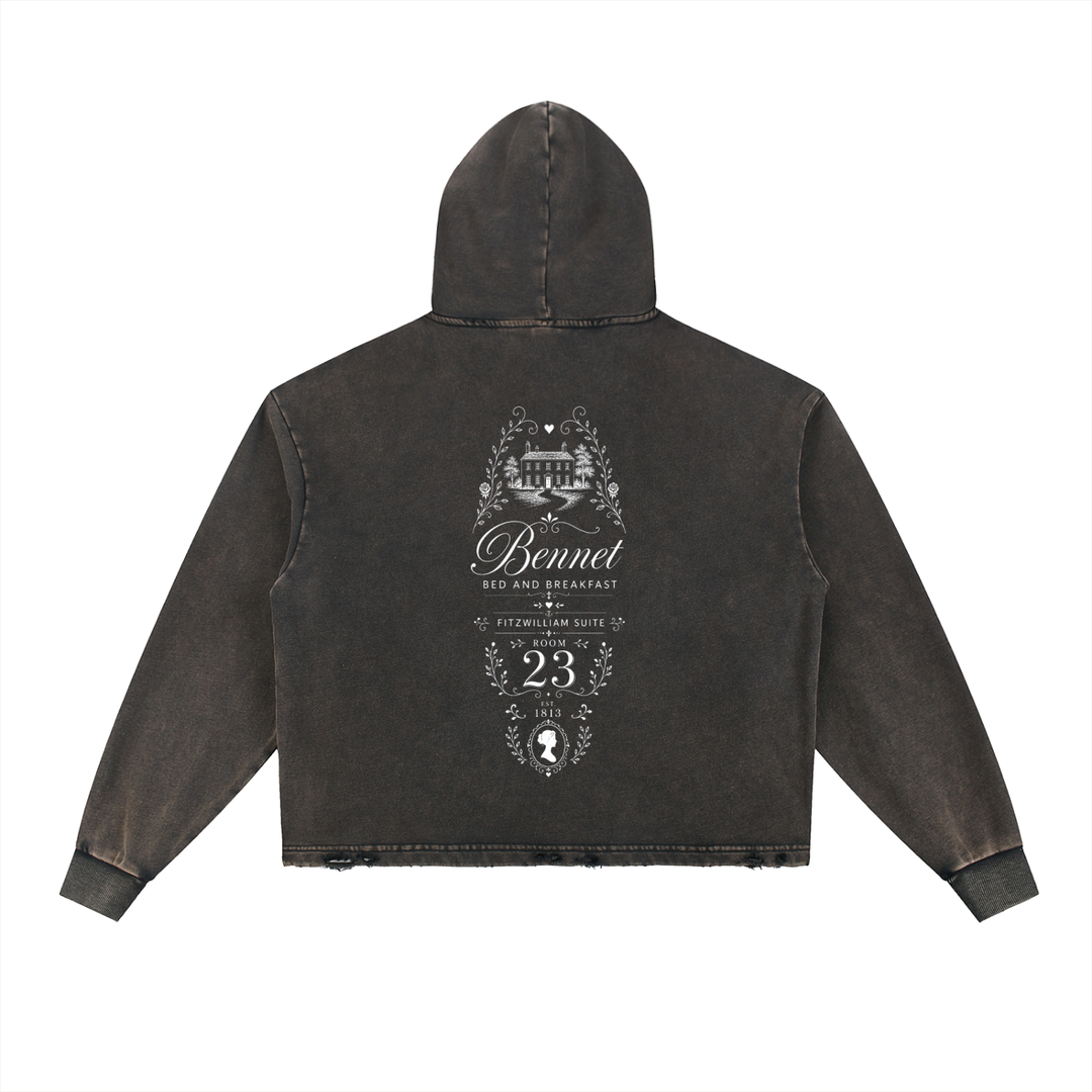 Vintage Washed Frayed-Hem Hoodie