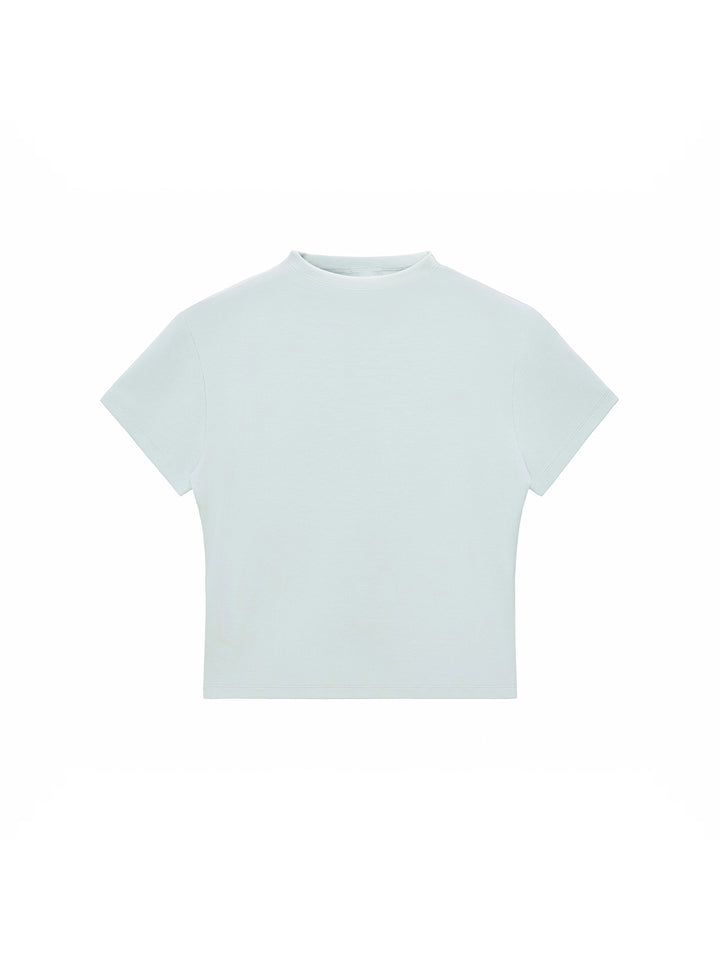 Little Women Motel Slim Fit Mock Neck T-Shirt