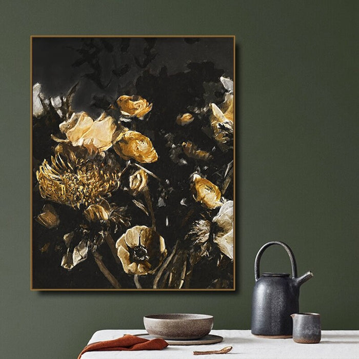 “Why you always in a ?” Moody Flowers Wall art