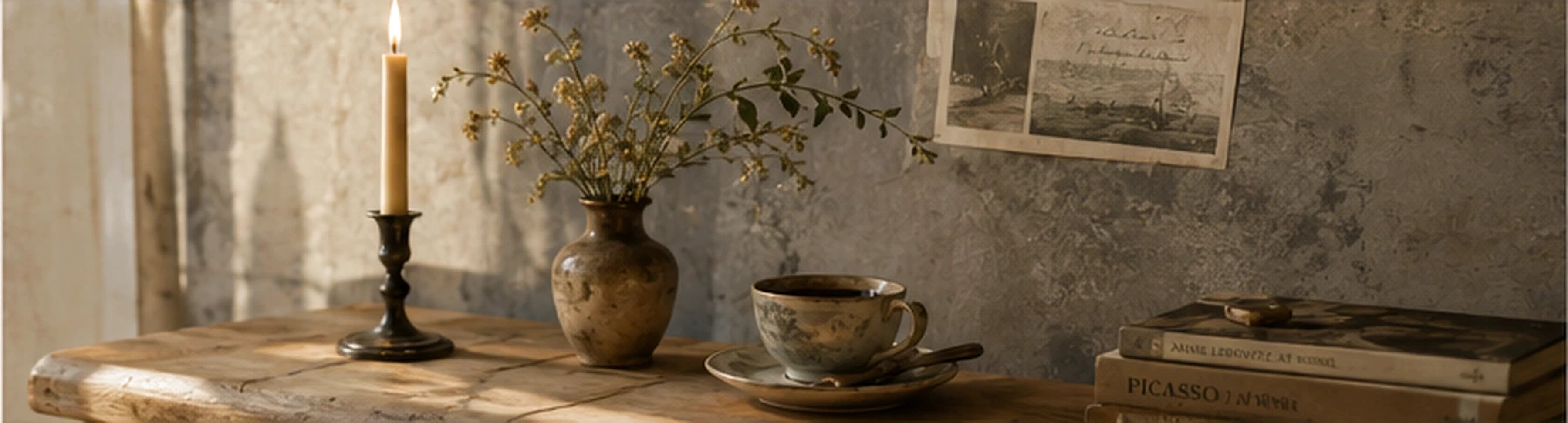 Books, flowers and collected objects