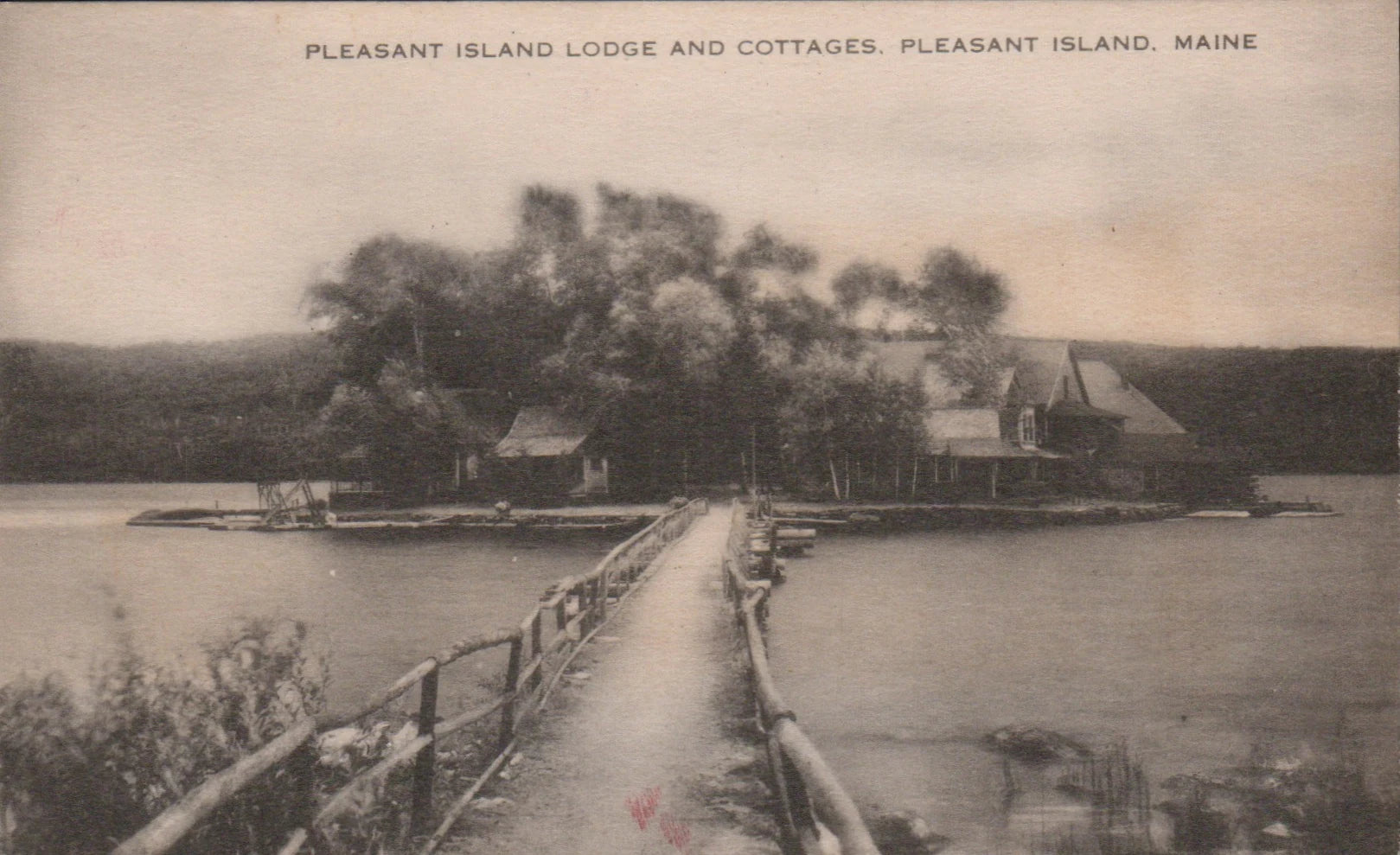Pleasant Island Lodge vintage postcard